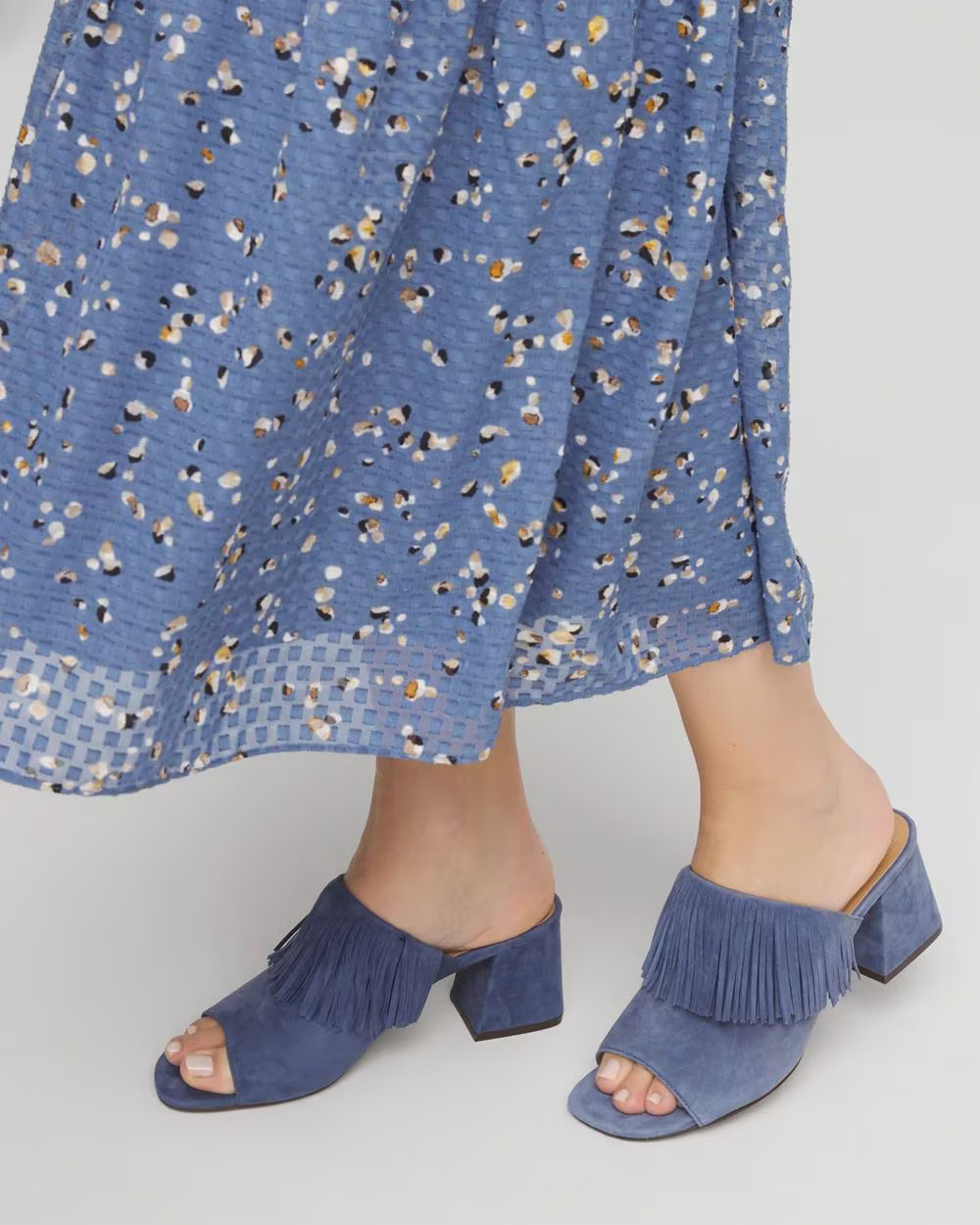 Blue Lotus Suede Fringe Block Heels | Chico's