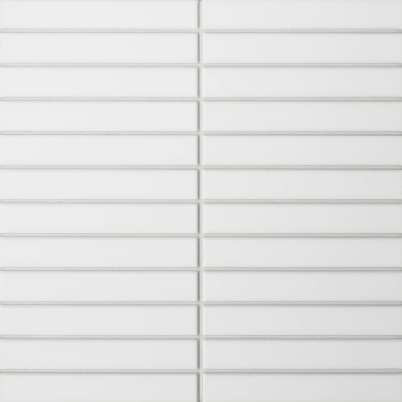 Le Cafe 1" x 6" Straight Stack Matte Porcelain Mosaic Tile in White | Bedrosians Tile and Stone