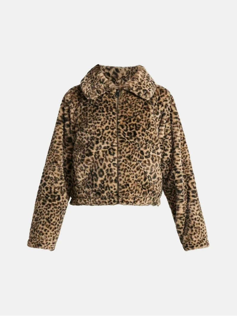 No Boundaries Faux Fur Jacket, Women's | Walmart (US)