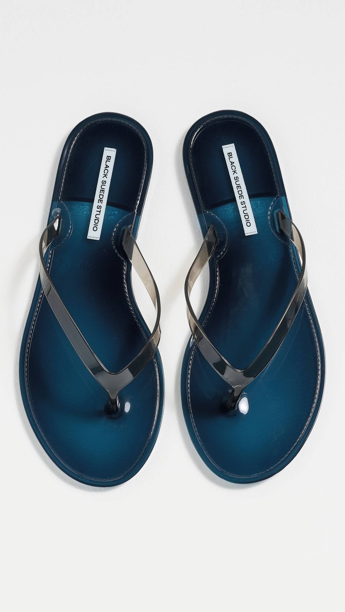 Black Suede Studio Crystal Jelly Flip Flops Navy/Black PVC 40 | Shopbop