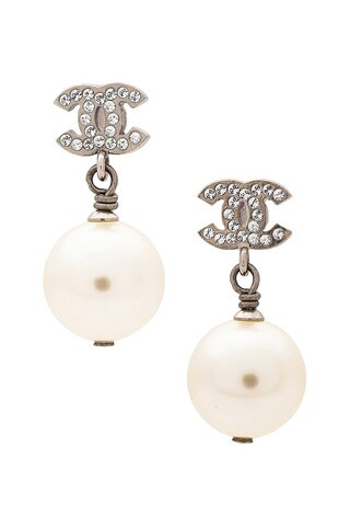 Chanel Coco Mark Rhinestone Pearl Earrings | FWRD 