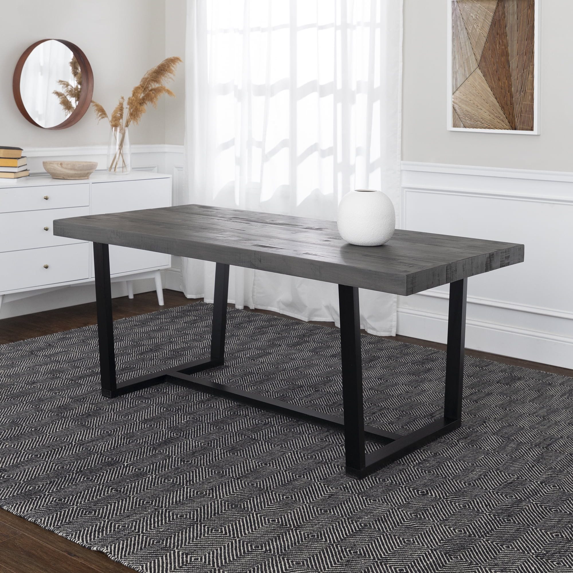 Woven Paths Rustic Farmhouse Solid Wood Dining Table, Grey | Walmart (US)