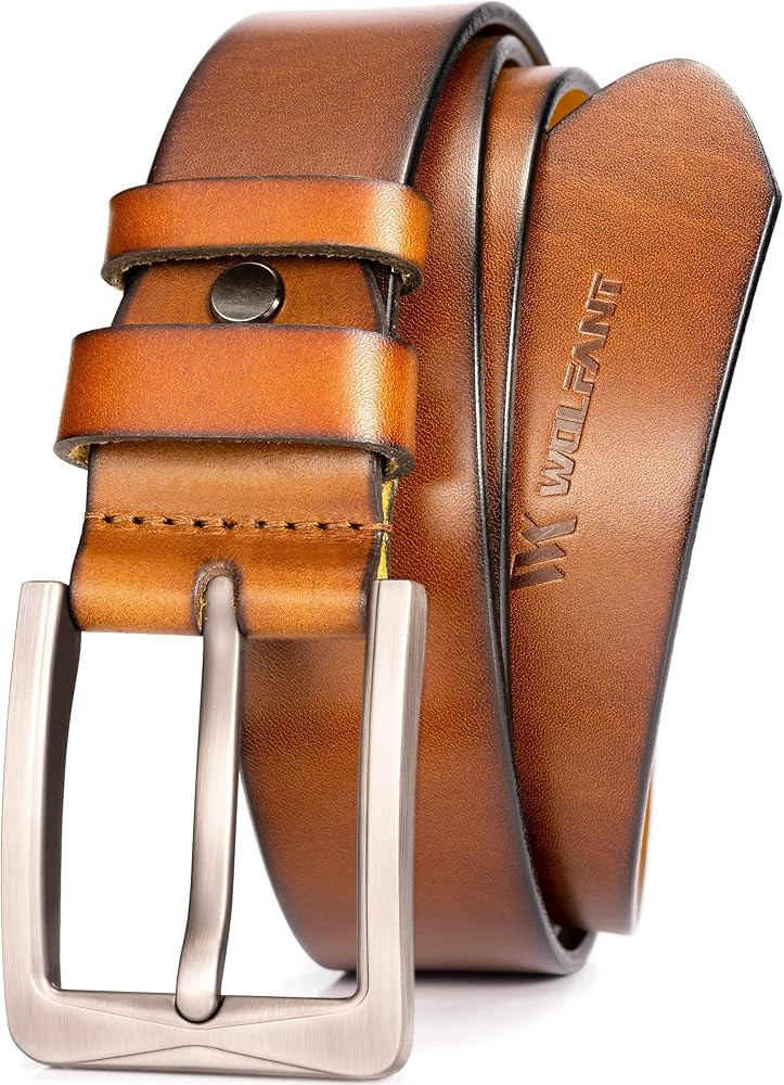 WOLFANT Full Grain Leather Belt,100% Italian Real Solid Leather | Amazon (US)