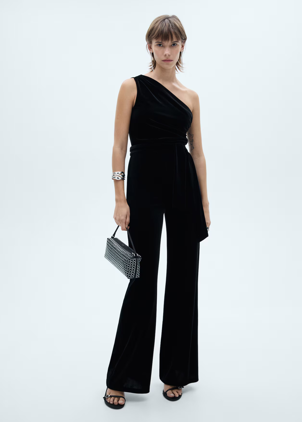 Asymmetric velvet jumpsuit - Women | MANGO USA | Mango (US/MX/AU)