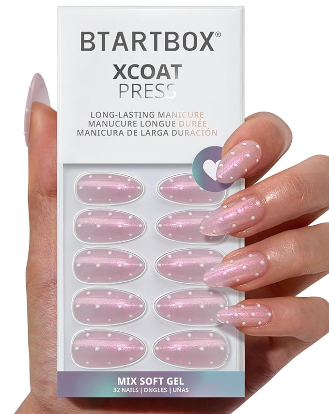 BTArtbox Press On Nails Almond - Polka-Dot Dress, Lamp-Curable 3D Polka Dot Glitter Medium Press ... | Amazon (US)