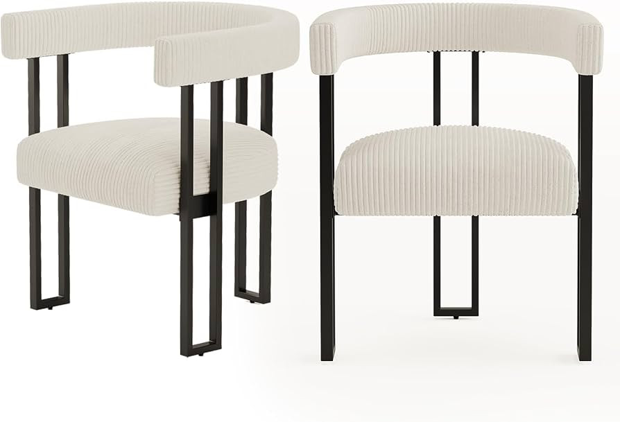 Boucl\u00e9 Upholstered Dining Chairs Set of 2 with Metal Legs - Mid-Century Modern Kitchen & Din... | Amazon (DE)