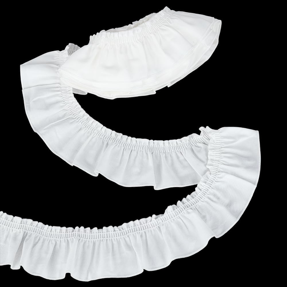 FINGERINSPIRE 5 Yards Cotton Pleated Ribbon 2-3/8 inch Wide Ruffled Wave Edge Ribbon Milky White ... | Amazon (US)
