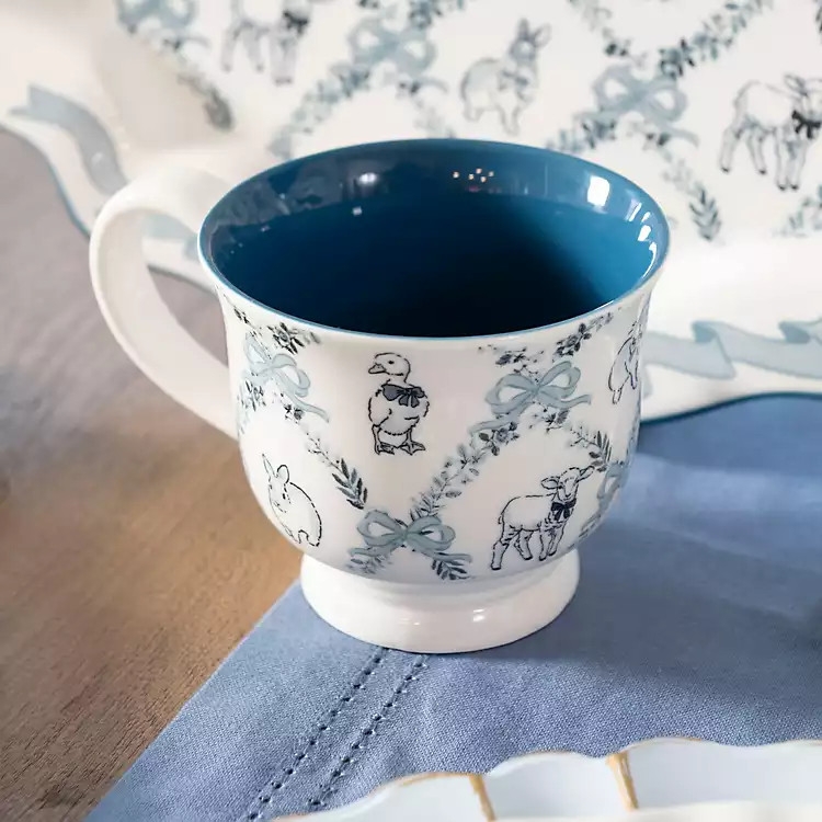 Blue Easter Animals Toile Mug | Kirklands