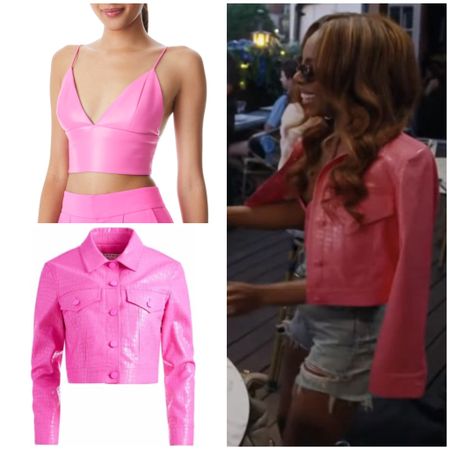Candiace Dillard’s Pink Leather Crop Top + Skirt
