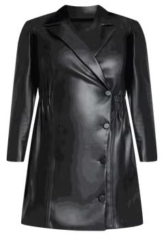 Faux Leather Elastic Waist Blazer Dress | Eloquii