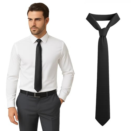 Man of Men Solid Black Color Ties for Men, Mens Ties, Adjustable Mens Tie, Necktie for Business and Wedding | Amazon (US)