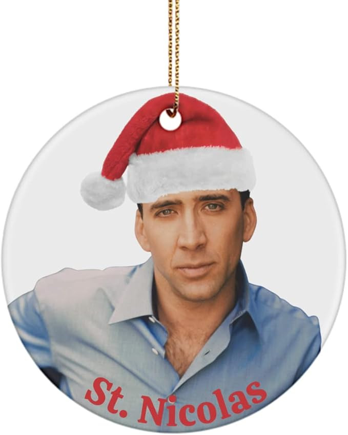 St. Nicolas Christmas Ornaments, Funny Dirty Santa, Secret Santa, Gag Gift, St. Nicolas Cage Orna... | Amazon (US)