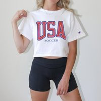 Usa Women's Soccer Crop Top, Vintage Girls Cropped Tee, Us World Cup Supporter Shirt, Gift For Her, Cute Jersey | Etsy (US)