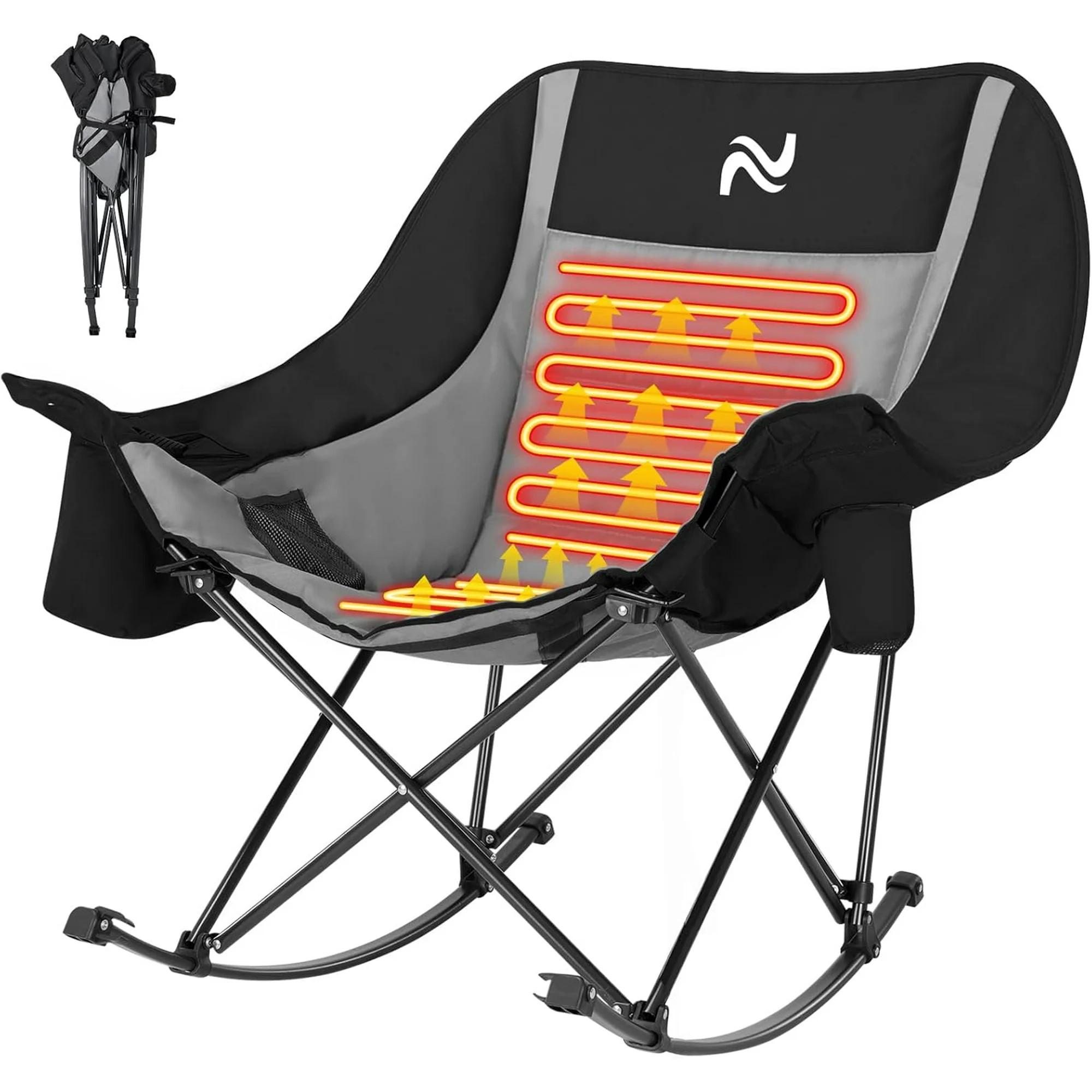 SLSY Heated Oversized Rocking Camping Chair for Adults, Fully Padded Folding Outdoor Lawn Chair w... | Walmart (US)
