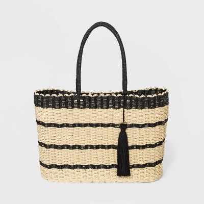 Striped Straw Tote Handbag - A New Day™ Natural | Target