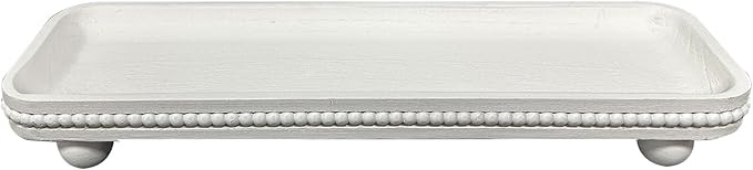 Oval Wooden Decorative Tray, Farmhouse Style, Beaded Serving Tray for Living Room, Coffee Table (... | Amazon (US)