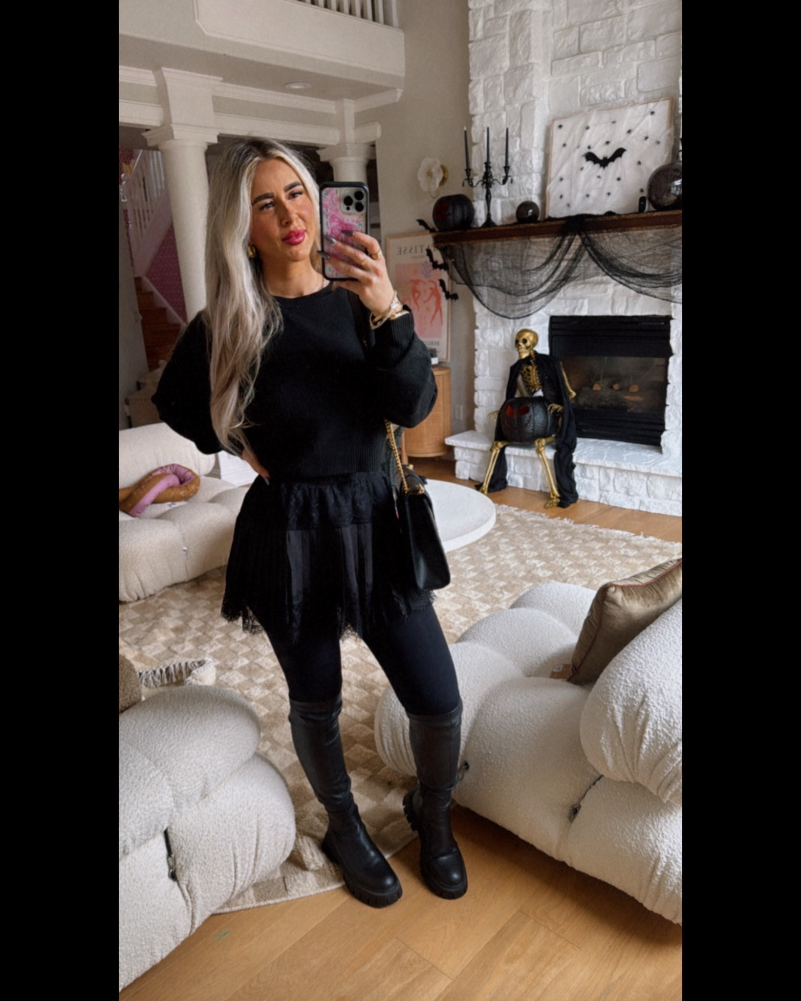 Black on black…lace skirt from Amazon is super cute paired with black leather boots and a black bag of your choice. I will link affordable and more expensive options. 🥰😘

#LTKmomlife #LTKFindsUnder100 #LTKootd