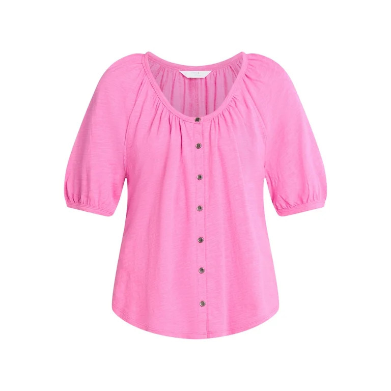 Time and Tru Women's Cotton Peasant Top, Sizes XS-XXXL | Walmart (US)