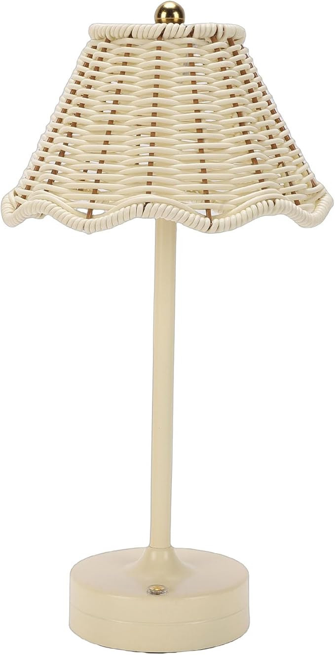 Luocute Rattan Table Lamp, LED Rechargeable Cordless Wicker Desk Lamp with 3 Color Temperature To... | Amazon (US)