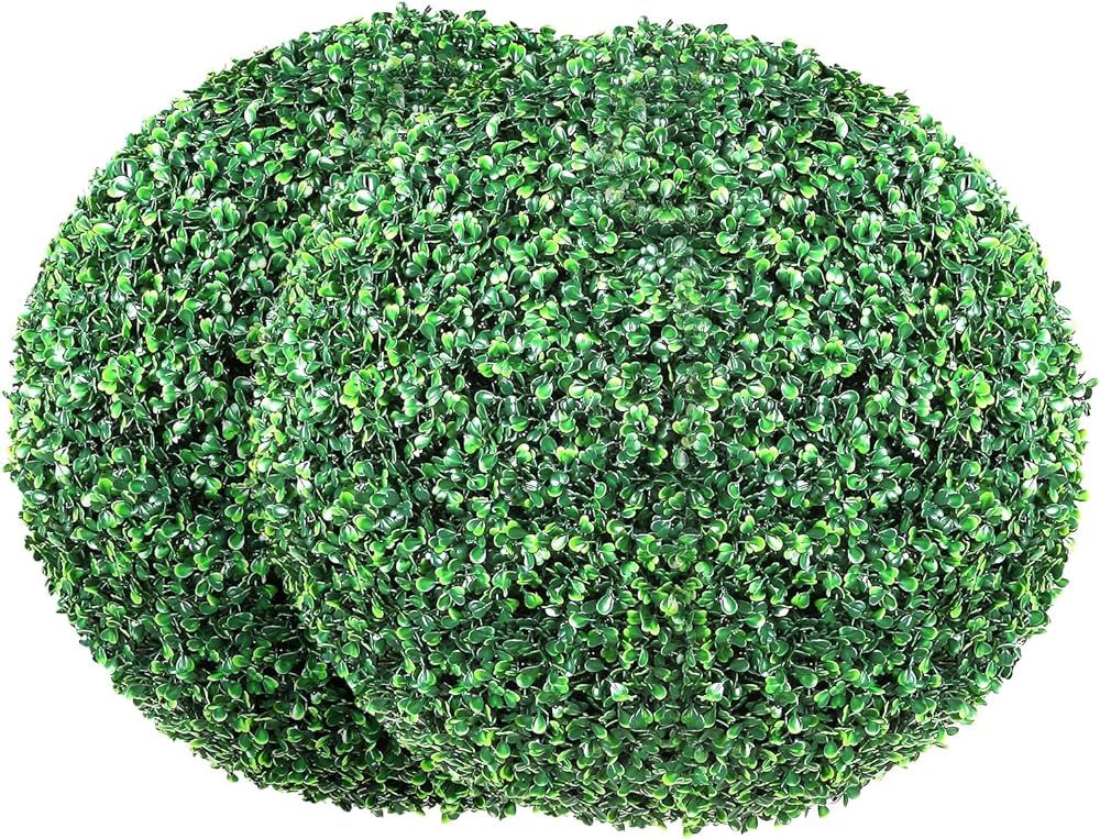 VEVOR 2 Pcs 20” Artificial Plant Topiary Ball, Faux Boxwood Balls with 2 LED Light String, All-... | Amazon (US)