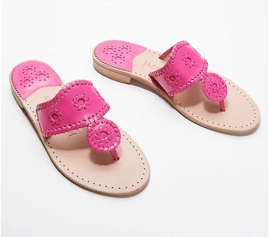 Jack Rogers Classic Leather Jacks Flat Thong Sandals | QVC
