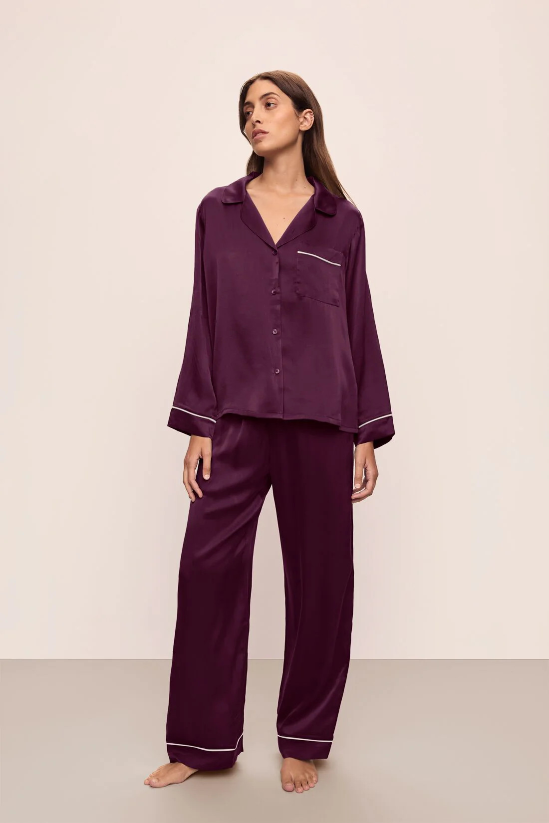 Inez Washable Silk Long PJ Set | Eberjey