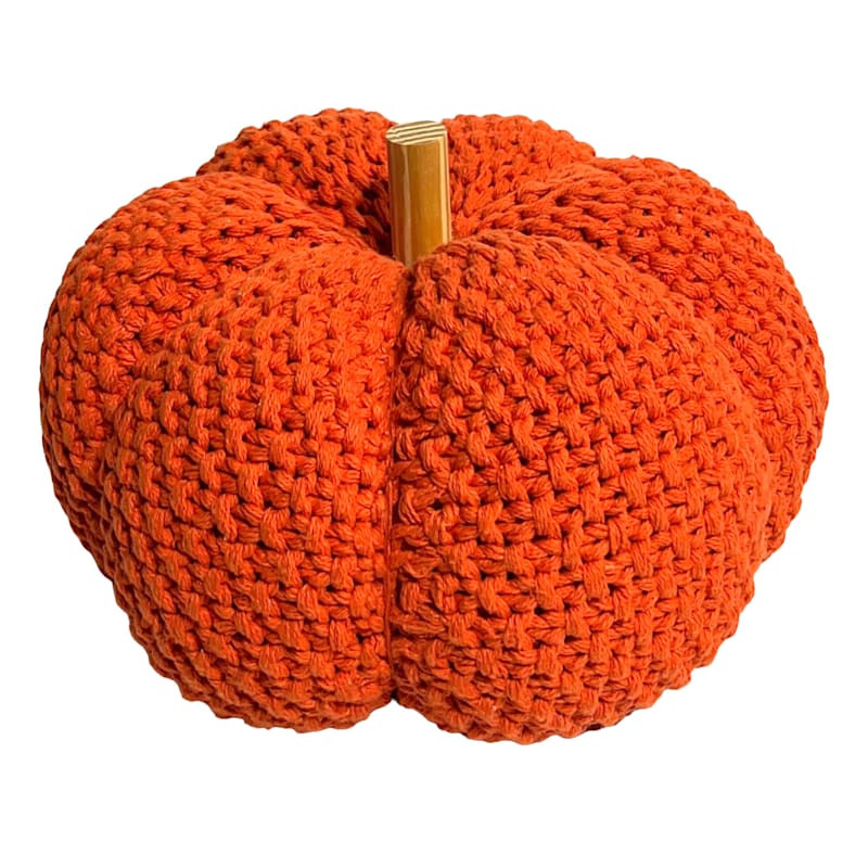 9.5IN ORANGE CROCHET PUMPKIN | At Home