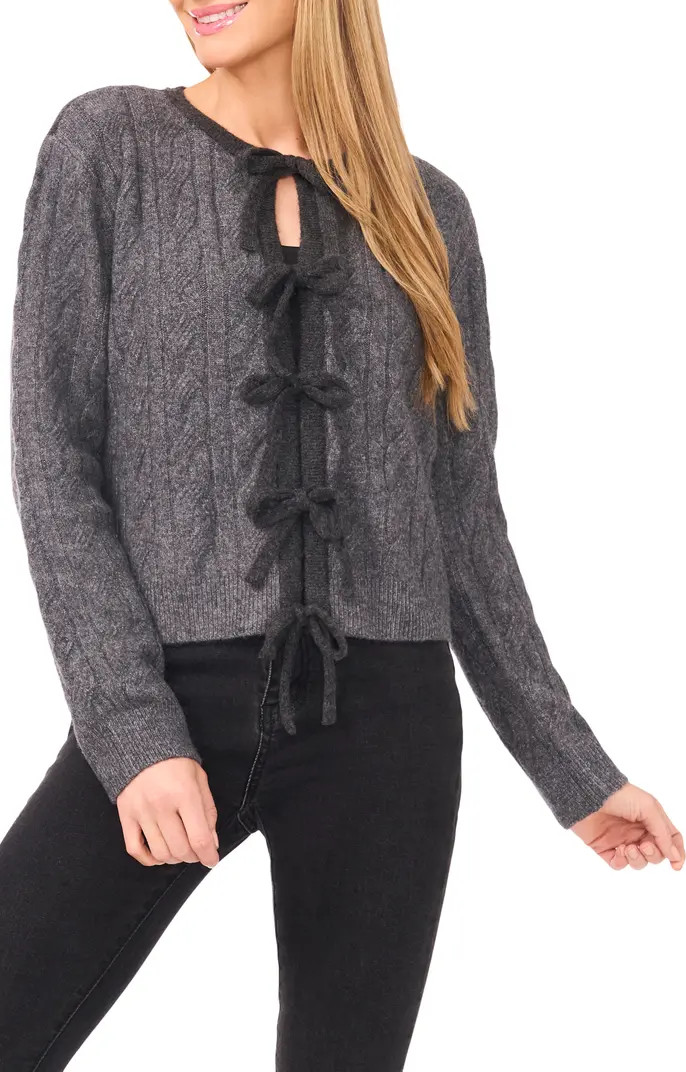 Bow Front Cable Stitch Cardigan | Nordstrom