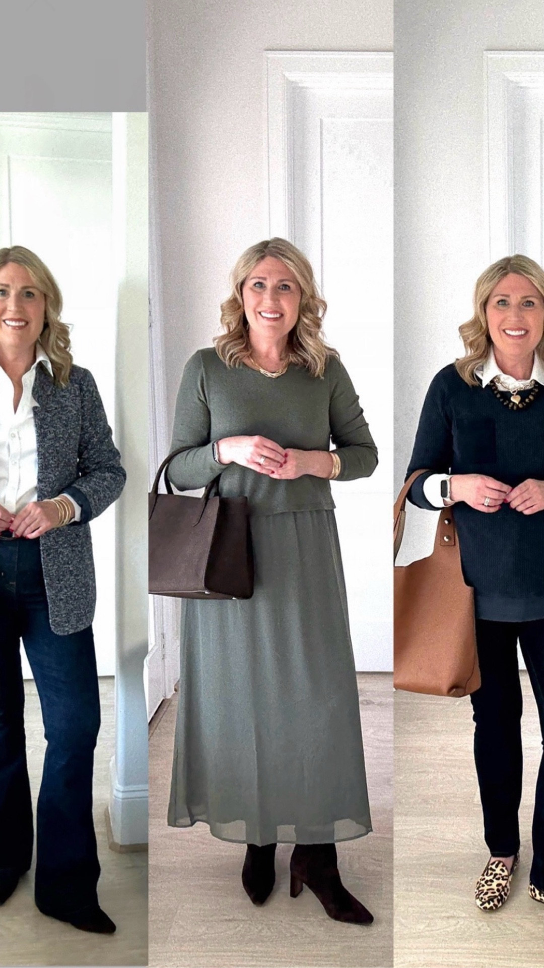 The pieces I reach for when I want to feel instantly confident.

Knit blazer runs tts. Relaxed fit. ♥️
Flare legged denim runs tts. Very stretchy. Size up one for a roomier fit. 

Dress runs true to size. Has a relaxed fit. Very comfortable and soft. 🙌

Waffle knit tunic top in navy has an oversized fit. ♥️  I’m wearing my normal size here. Very comfortable and soft. Wear alone or with a T-shirt under or a collared shirt.

Denim are a straight slim leg style. They have a functioning zipper. Very stretchy. Soft. Easy to wear with tunic tops or oversized sweaters or sweatshirts.😘

Spanx discount code for the flare denim: CINDYXSPANX

#LTKWatchNow #LTKShoeCrush #LTKParties #LTKStyleTip #LTKItBag #LTKGiftGuide 

#LTKFindsUnder50 #LTKSaleAlert #LTKPlusSize #LTKMidsize #LTKOver40 #LTKSeasonal #LTKFindsUnder100 #LTKWorkwear #LTKPetite #LTKootd #LTKBeauty