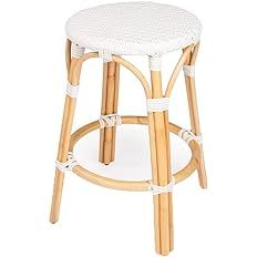 Transitional 24" Island Living Backless Rattan Counter Bar Stool in White | Amazon (US)
