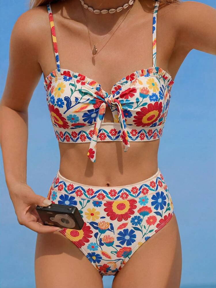 Swim Vcay Women's Tropical Print Two Pieces Bikini Set, Casual Holiday | SHEIN