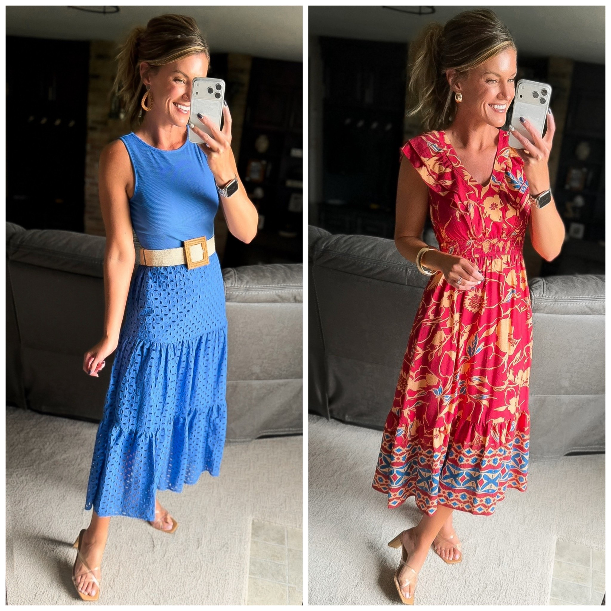 Beautiful Amazon dresses. Wearing small in both styles. 
Blue, size up if between  

#LTKSeasonal #LTKOver40 #LTKMothersDay
