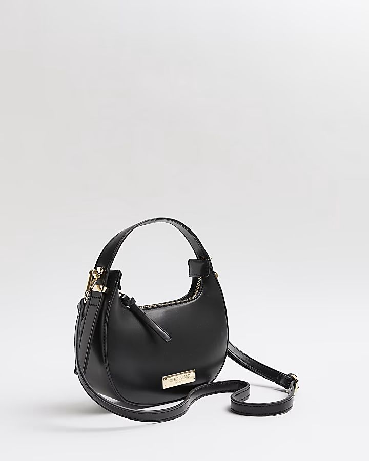 Black faux leather scoop shoulder bag | River Island (UK & IE)