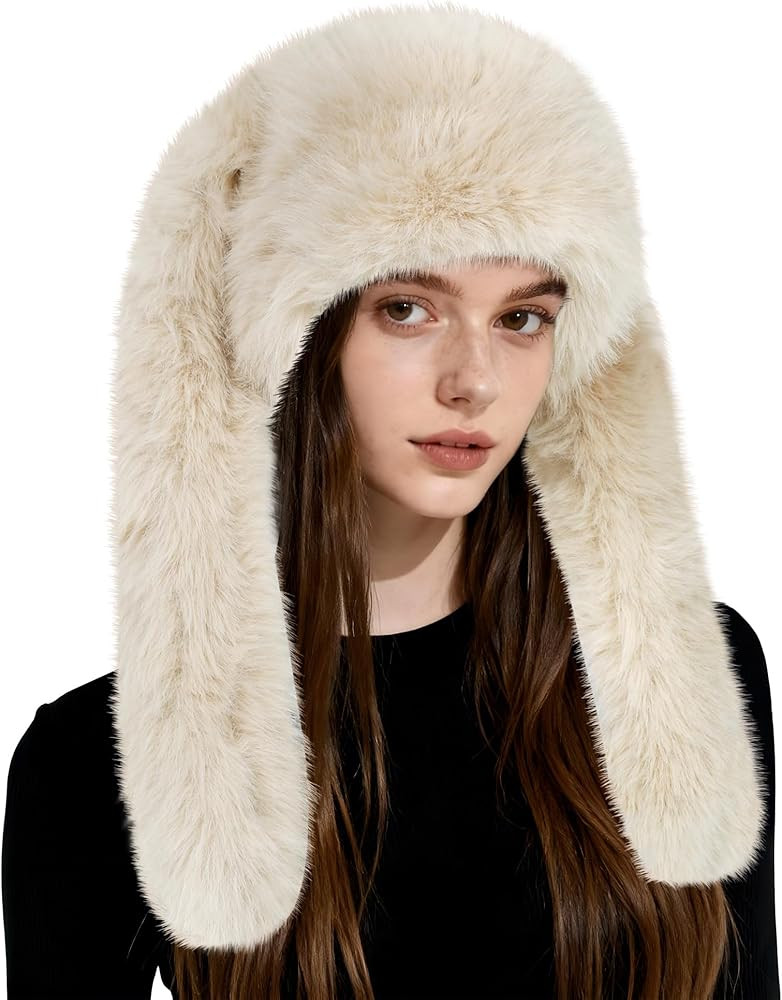Bunny Hat Cute Y2k Beanie Knit Funny Rabbit Ear Beanie Warm Winter Hat for Women Halloween Hats | Amazon (US)