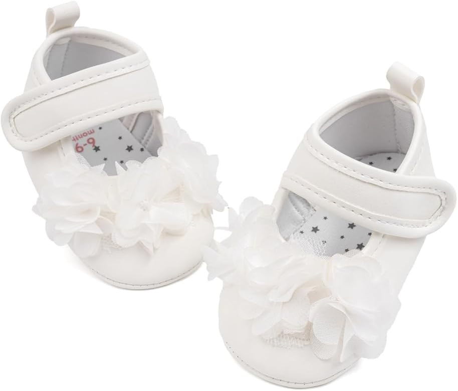 Meckior Newborn Baby Girls Dress Shoes Infant Bowknot Soft Sole Mary Jane Moccasins Baptism Chris... | Amazon (US)