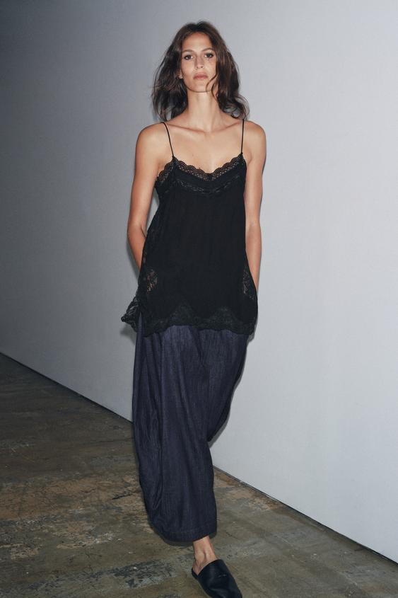 ZW COLLECTION LACE CAMISOLE TOP | Zara UK