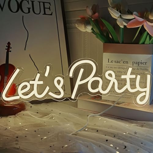 Let's Party Neon Sign, LED Neon Lights for Bedroom Wall Decor, Art Decorative Lights for Bachelorette Party, Engagement Party, Birthday Party,Wedding Party, Living Room, Gamer Room Decor Aesthetic | Amazon (US)
