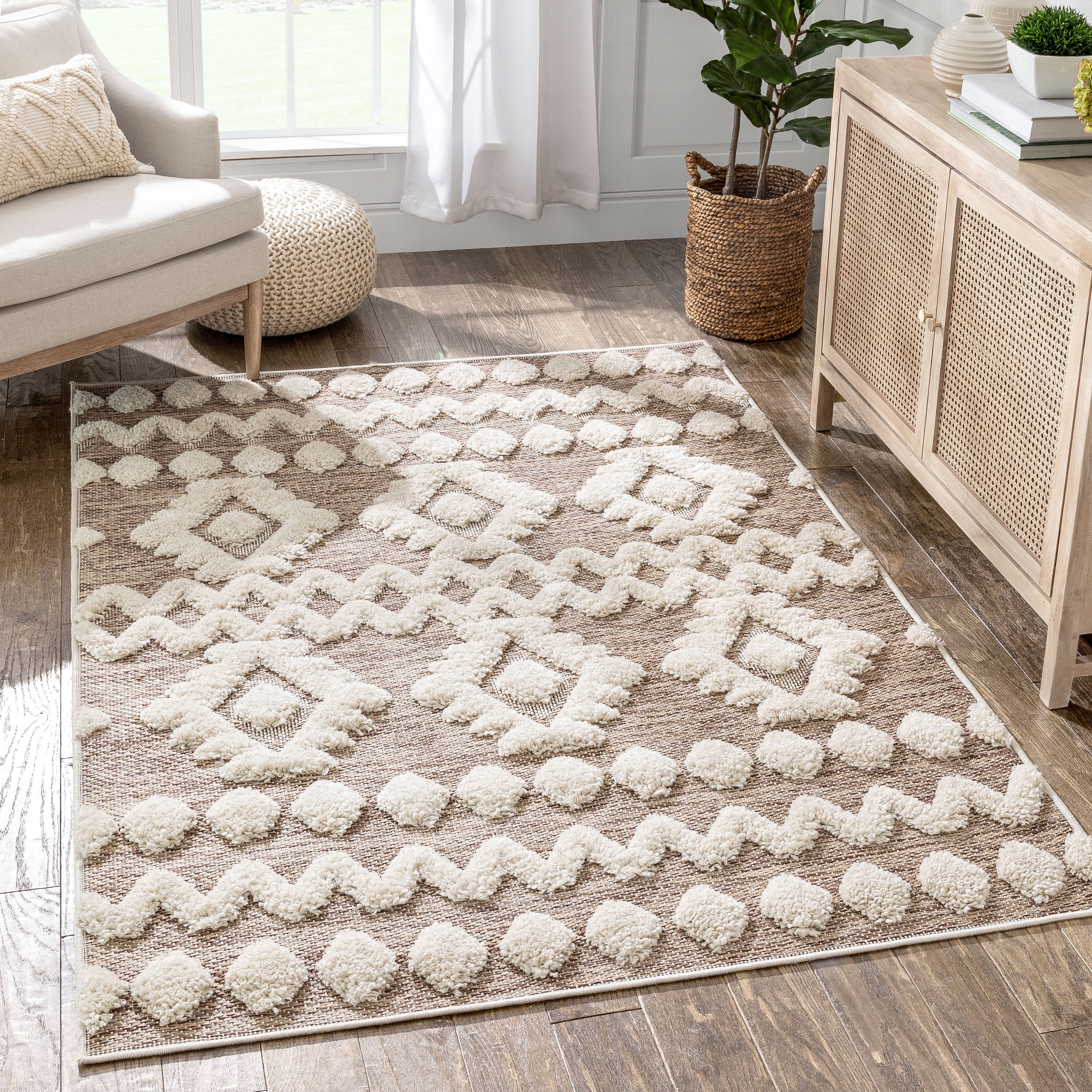 Well Woven Bellagio Chiara Tribal Moroccan Beige 7'10" x 10'6" High-Low Flat-Weave Area Rug - Wal... | Walmart (US)