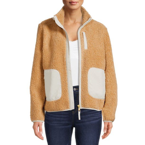 Time and Tru Women’s and Plus Full Zip Faux Sherpa Jacket | Walmart (US)