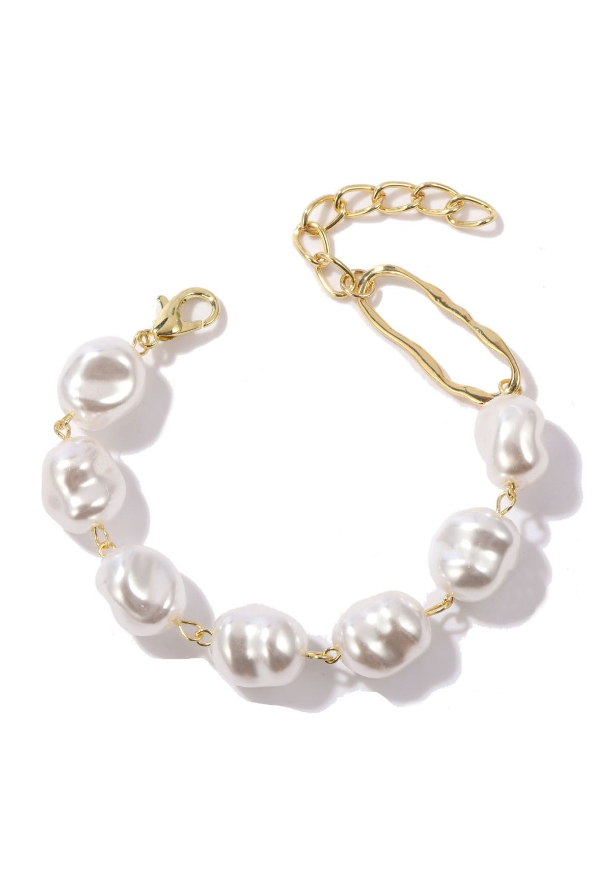 Irregular White Pearl Beaded Bracelet | Chicwish