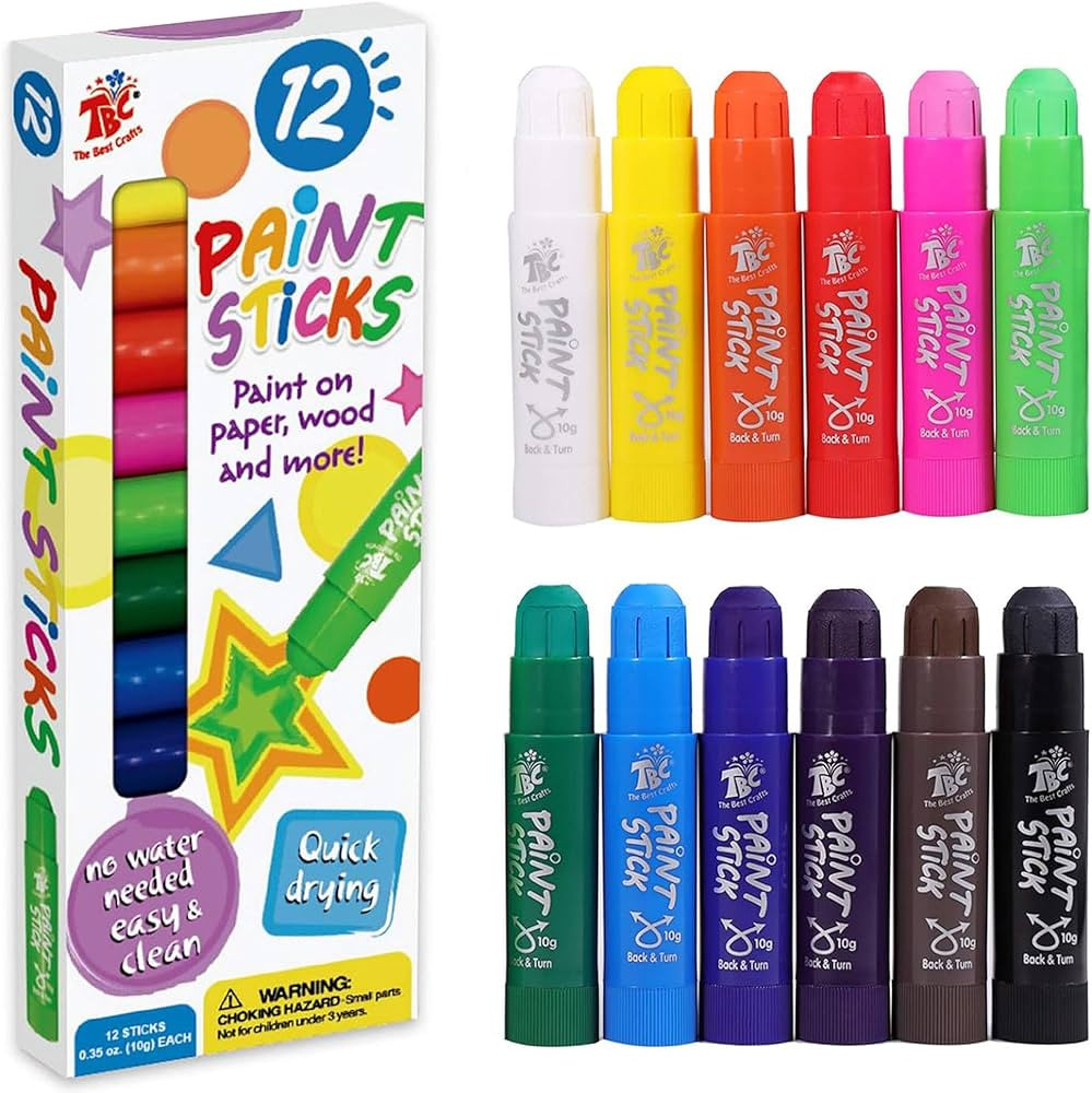 TBC The Best Crafts Paint Sticks,12 Classic Colors, Washable Paint, Non-toxic, Tempera Paint Stic... | Amazon (US)
