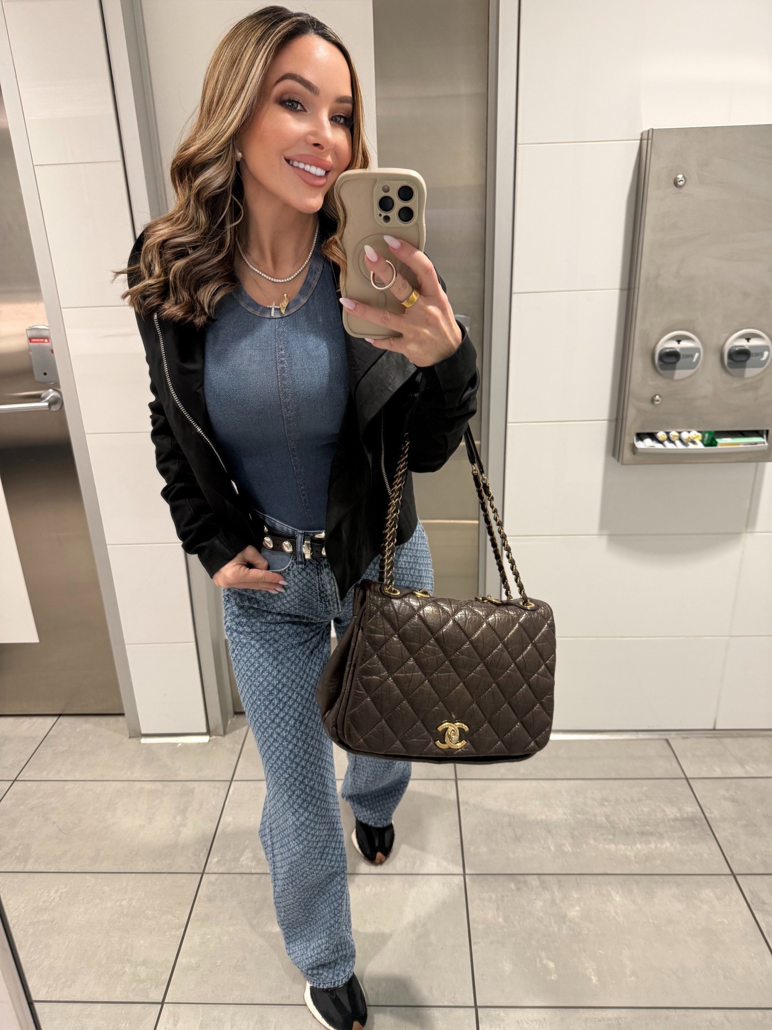 Airport chic…rocking a casual but stylish look. Layers are key, because you never know if the airplane is going to be hot or freezing. 🤭 This “denim” top is a must-have! And it’s on sale too. The jeans are from a previous season, but I have linked my favorite current season ones in the same style for you! 🥰

P.S.— Please DM or text me for information regarding the jewelry, as I can give you my jewelry hook up. The diamond tennis necklace and the diamond cross are from my go to jeweler. The angel wing gold necklace is a wearable urn that has my soul dog, Riley’s, ashes in it.

#LTKTravel #LTKSeasonal #LTKootd