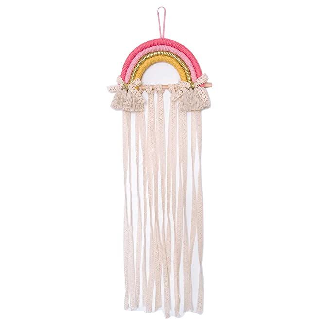 NICROLANDEE Rainbow Tassels Hair Bows Holder Hanging - Baby Hair Accessories Storage Headband Hol... | Amazon (US)