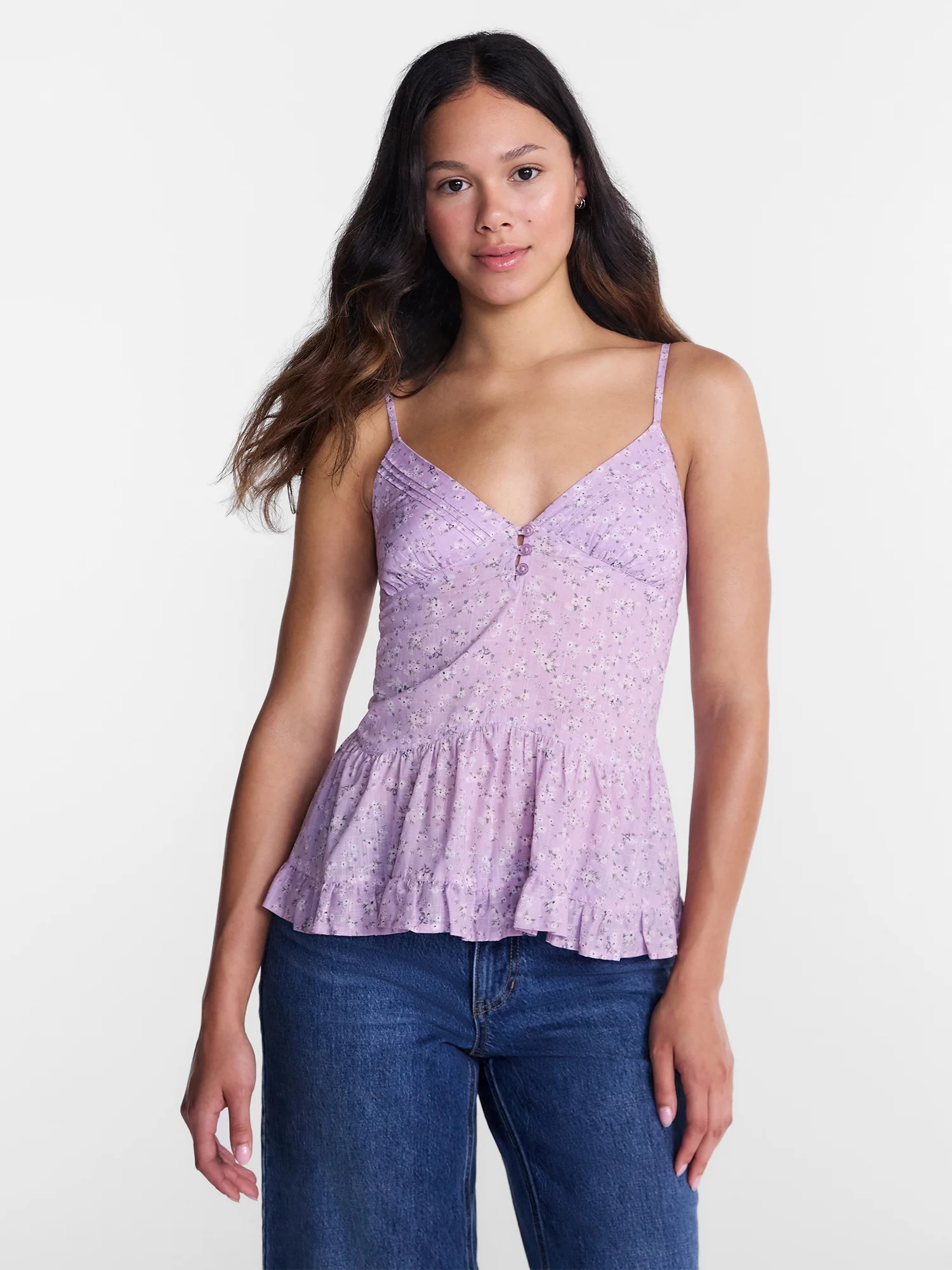 No Boundaries Tiered Woven Cotton Cami, Women's XXS-XXL | Walmart (US)