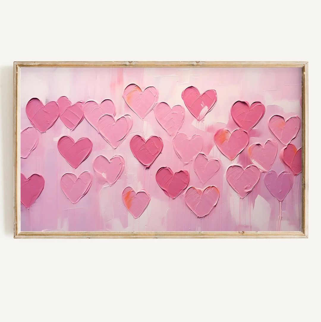 Valentine's Day FRAME TV Art Valentine Hearts Frame Tv Art Abstract Valentines Pink Heart Downloa... | Etsy (US)