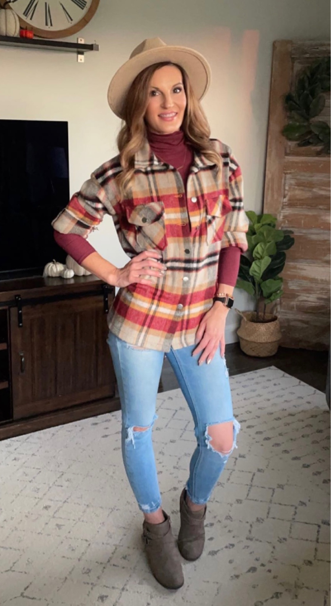 I just love fall fashion. It’s my favorite time of year for clothing (not the cold or the rain, though 😂). I layered this shacket with a crop top long sleeve turtle neck, rolled up the sleeves on the shacket, threw on a pair of jeans, a hat and some booties. Voila! The perfect fall outfit. 

#LTKSeasonal #LTKstyletip #LTKbeauty