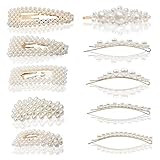 BIHRTC 10pcs Pearl Hair Clip Fashion Designer Fancy Butterfly Hair Clips Pins Ties Pearl Barettes Sn | Amazon (US)
