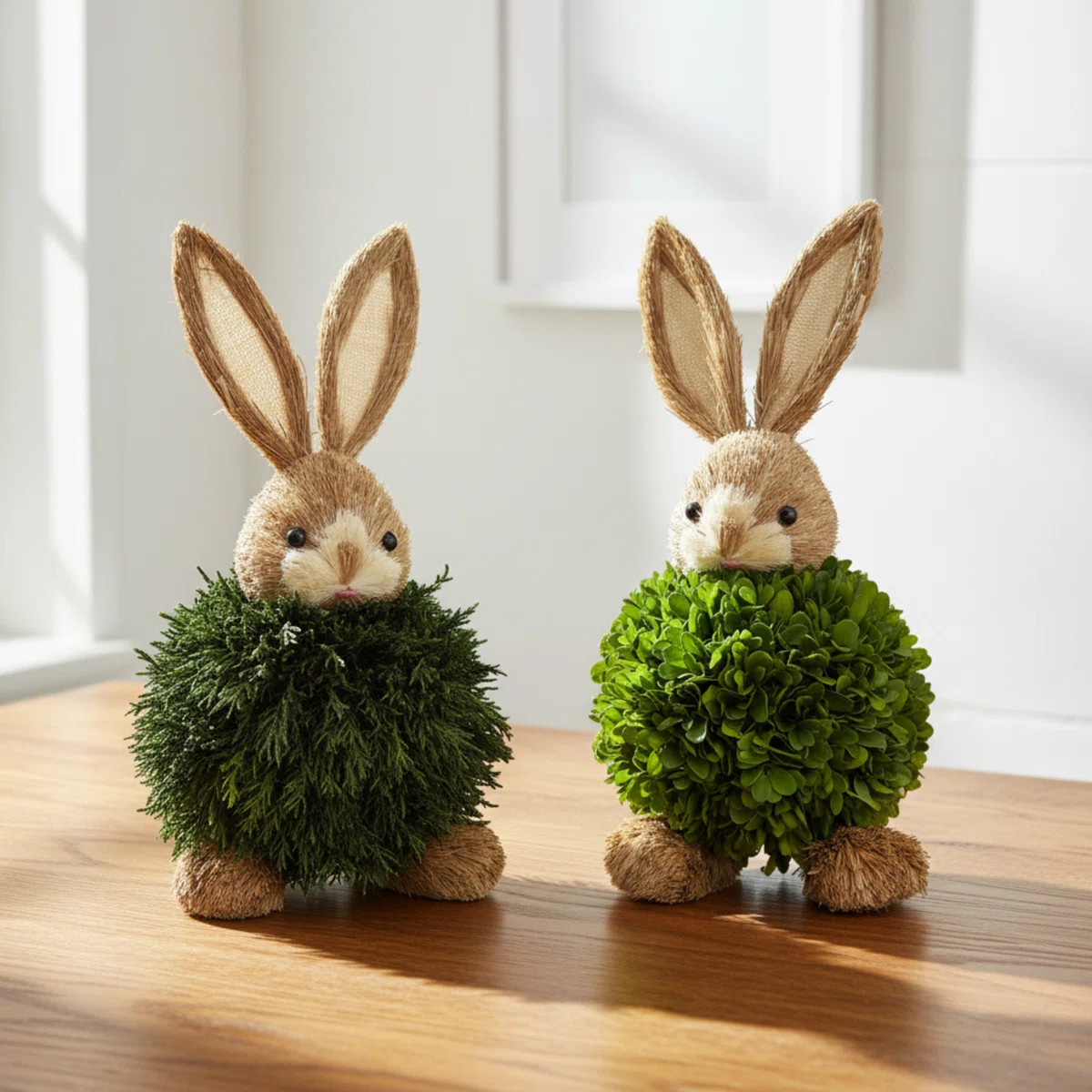 Real Preserved Cypress & Boxwood Leaf Rabbit Decor (Set Of 2) | Wayfair North America