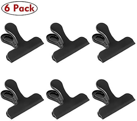 Chip Bag Clips Large Black Stainless Steel Air Tight Bag Clip Perfect for Kitchen & Office(6 pack... | Amazon (US)