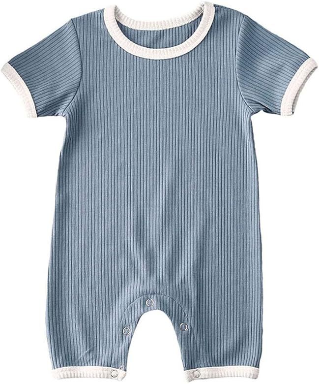 Baby Boys' Short Sleeve Rompers Jumpsuit with Pocket,Organic Cotton and Linen Sleeveless One-Piec... | Amazon (US)